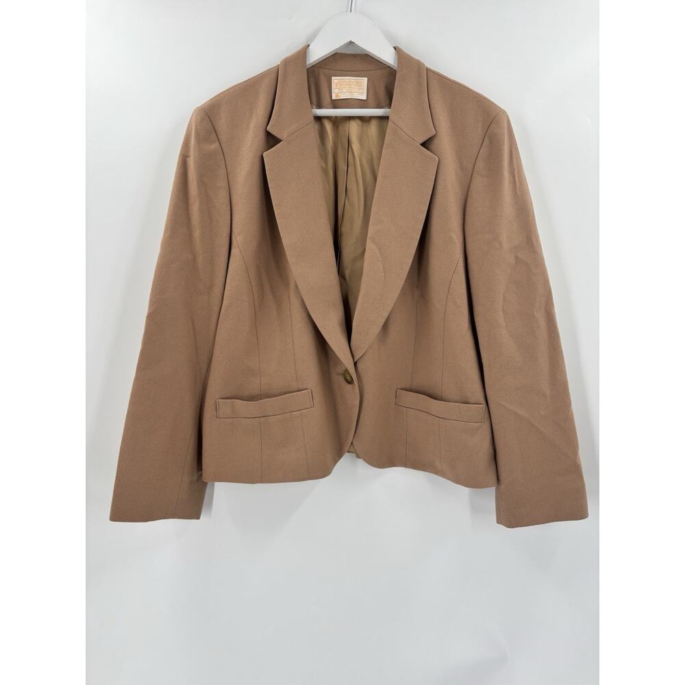 Pendleton Vintage Blazer Jacket Womens 18 Brown Wool Single Breasted One Button
